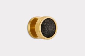 Brass & Terrazzo Mortice Door Knobs - Knurled - Gold - Black Terrazzo