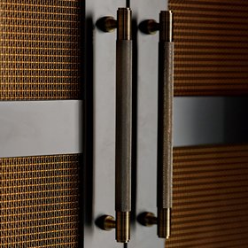 Brass Knurled Cabinet Handles in Antique Gold