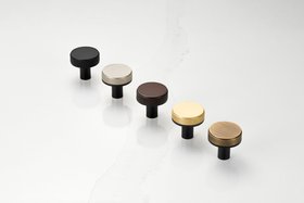 Brass Linear Door Knobs in Black