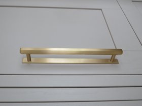 Brass Hexagonal Cabinet Handles with Backplate in Gold - 224mm