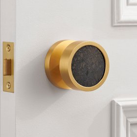 Brass & Terrazzo Mortice Door Knobs = Gold - Black Terrazzo