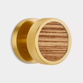 Brass & Wood Mortice Door Knobs - Knurled - Gold - Zebrano
