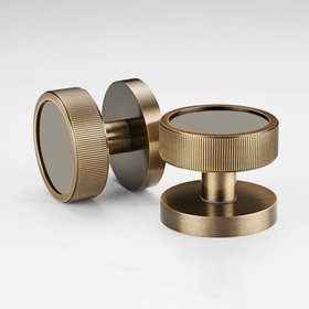 Brass & Gloss Mortice Door Knobs - Linear - Antique - Darlington Insert