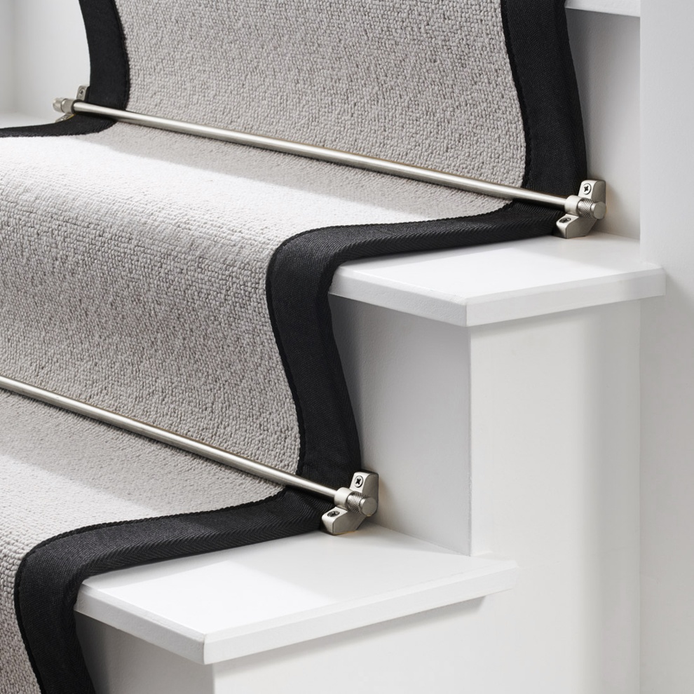 Brass Stair Carpet Runner Rods in Silver