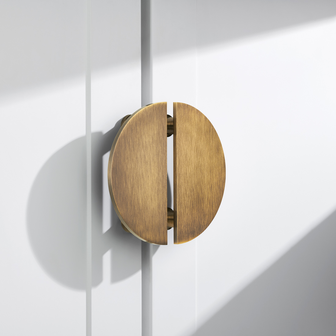 Large Solid Brass Half Moon Handles in Antique Gold