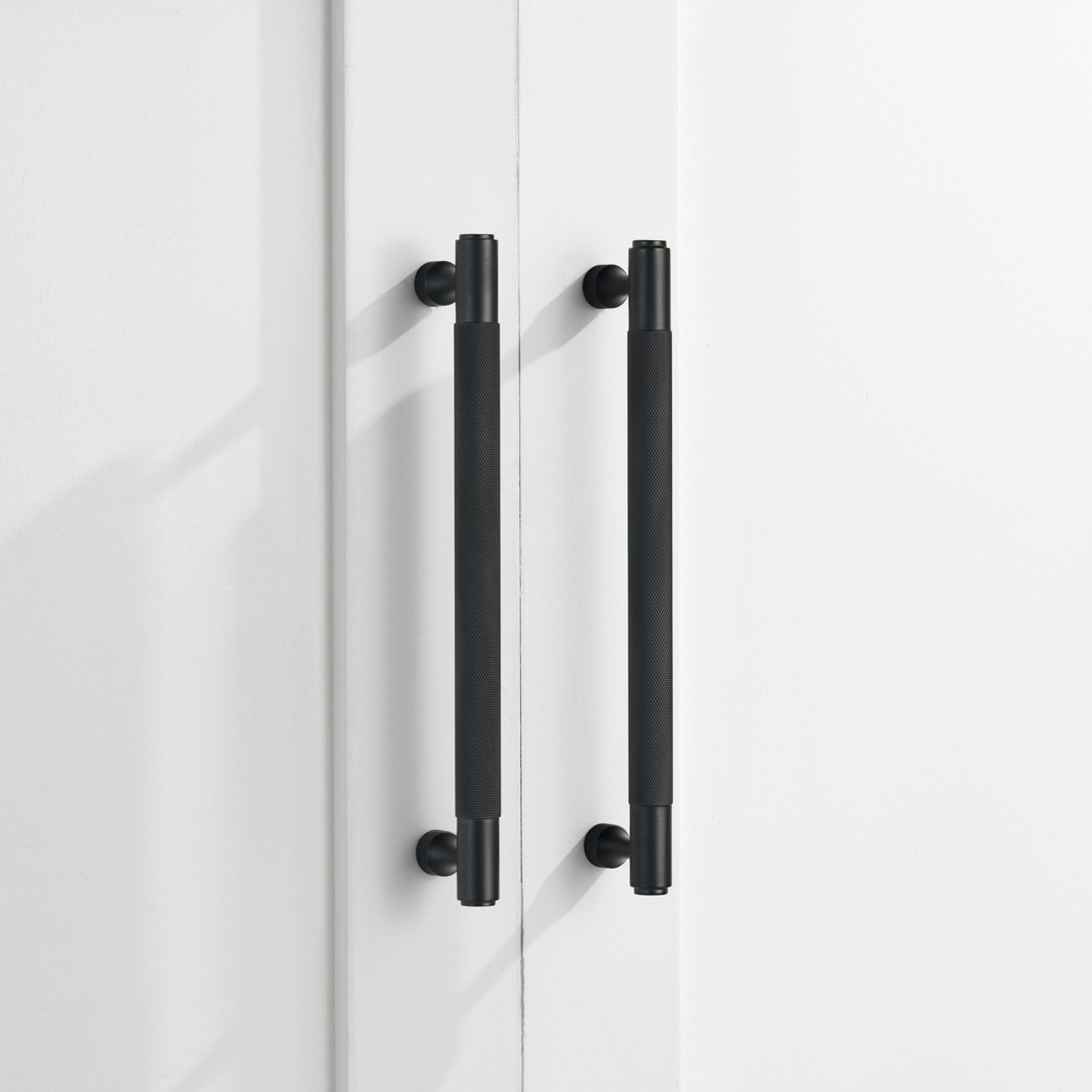 Brass Knurled Cabinet Handles in Black