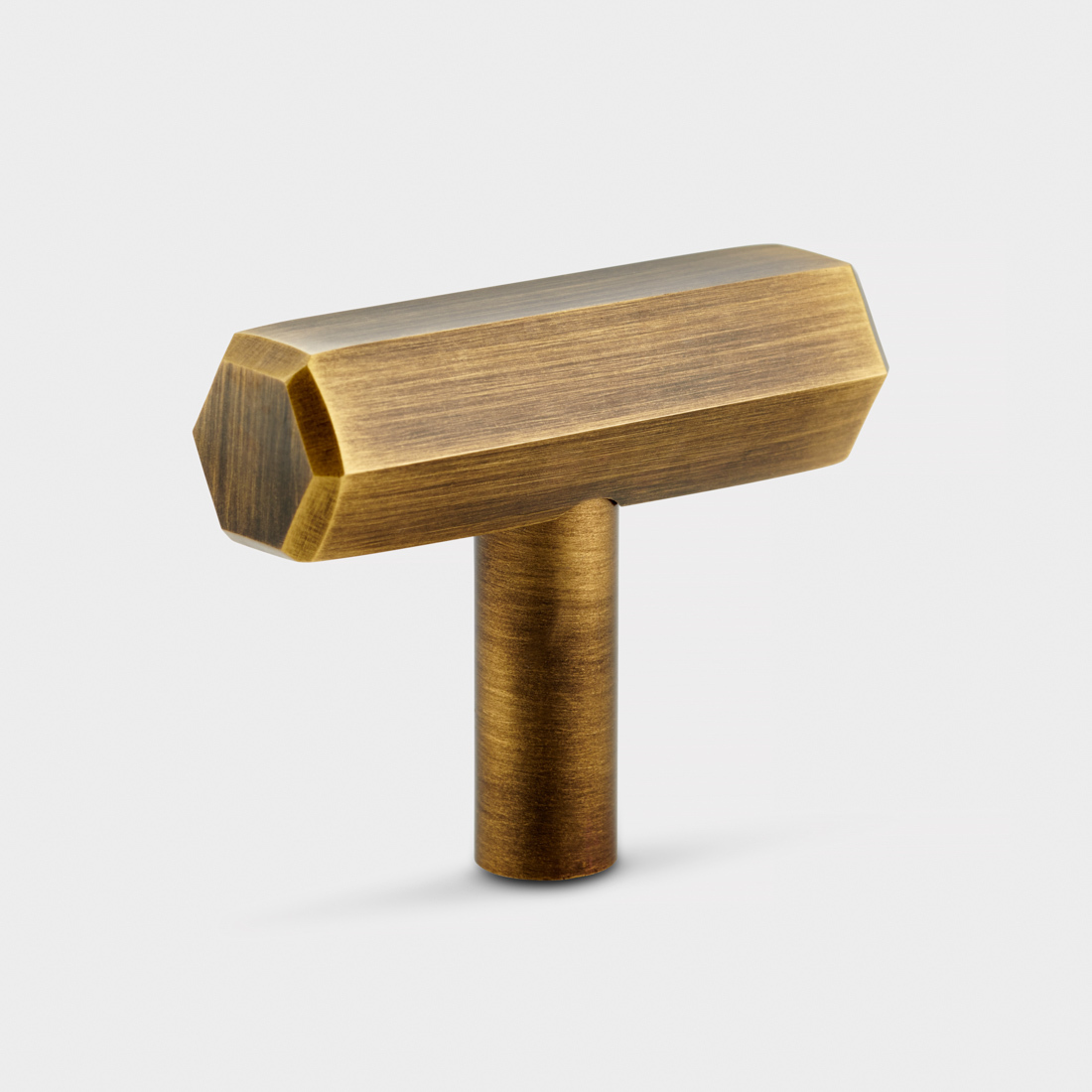 Hexagonal Brass T-Bar Handles in Antique Gold