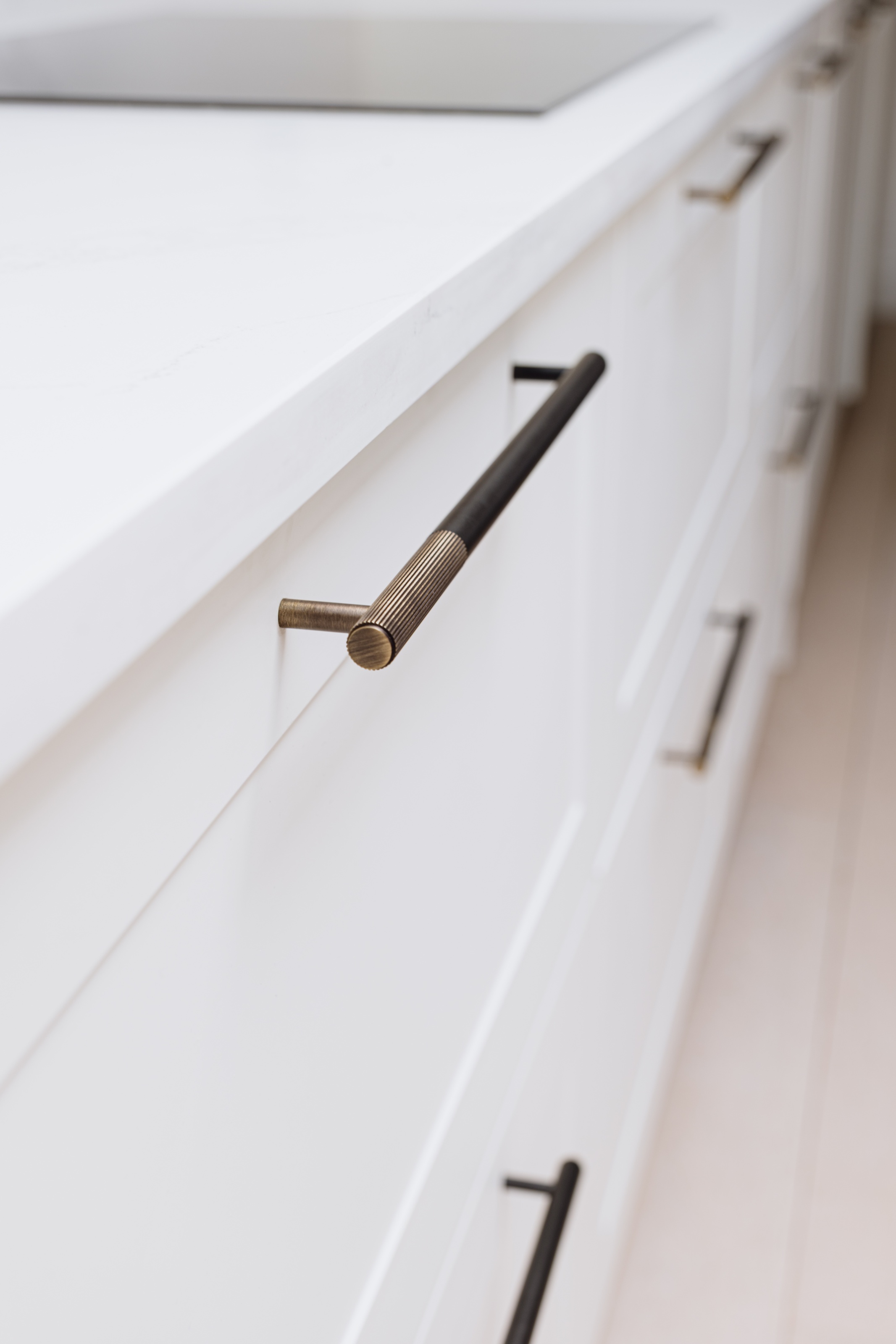 Brass Linear Cabinet Handle in Black and Antique Gold