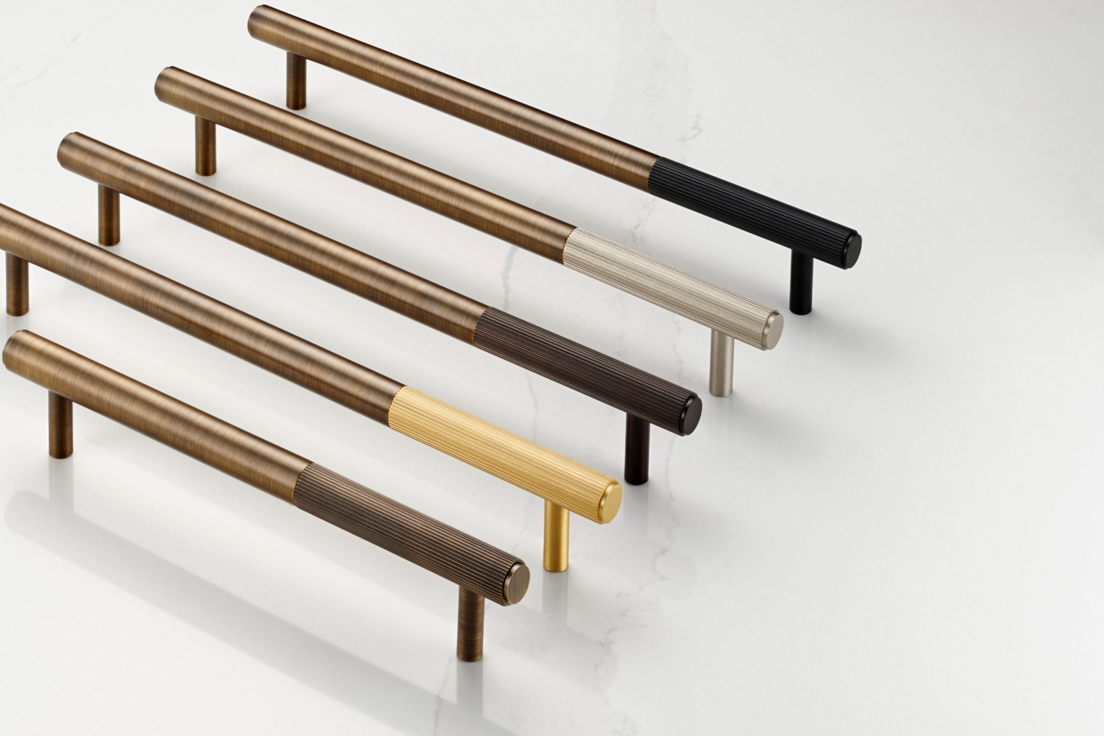 Brass Linear Cabinet Handles in Antique Gold