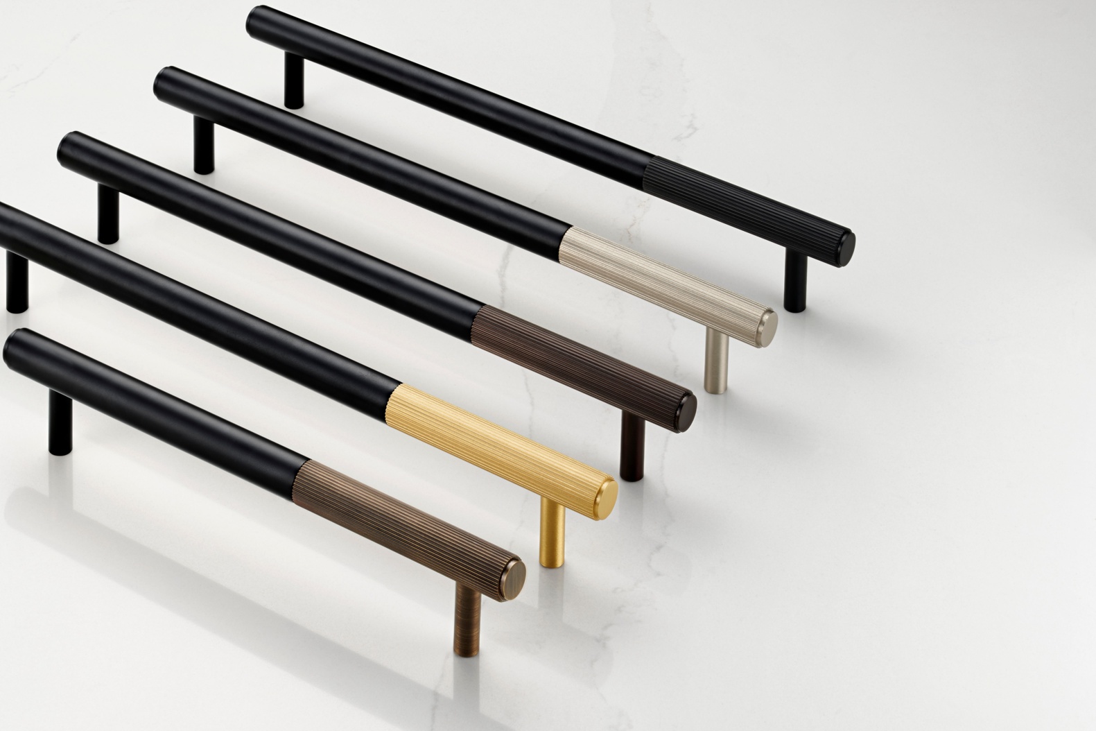 Brass Linear Cabinet Handles in Black