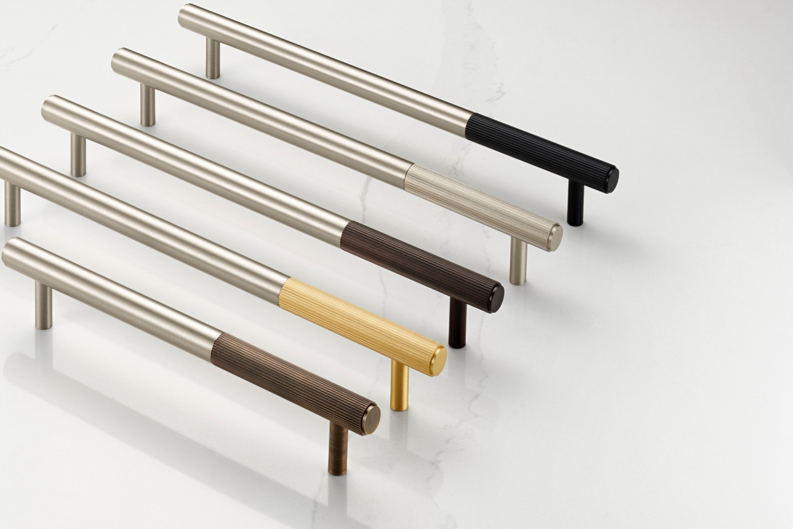 Brass Linear Cabinet Handles in Silver