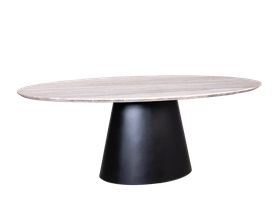 Bexley Oval Dining Table With Grey Travertine Top