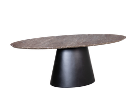 Bexley Oval Dining Table With Brown Travertine Top