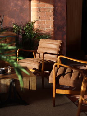 Glastonbury Vintage Style Lounge Chair - Warm Tan