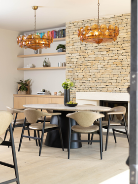 Bexley Oval Dining Table With Grey Travertine Top