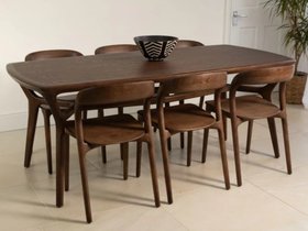 Rowan Dining Table with Wooden Top - Walnut