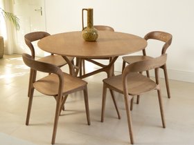Mulberry Scandi Style 120cm Dining Table with Wooden Top - Weathered oak