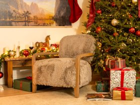 Aspen Long Faux Fur Armchair in Smokey Taupe