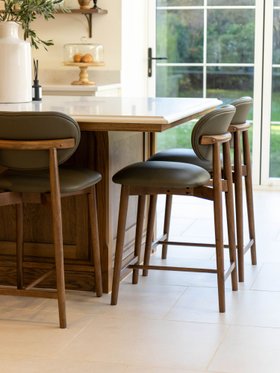 Florence Leather Counter Stool - Olive