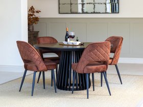 Round Brass Top With Black Edging Dining Table