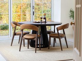 Round Brass Top With Black Edging Dining Table