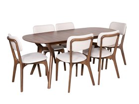 Layla Oval Extending Dining Table with 6 Layla Chairs Set