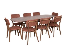 Layla Oval Extending Dining Table with 8 Layla Chairs Set