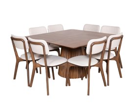 Layla Square Dining Table with 8 Layla Chairs Set