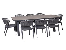 Milano Dining Table with 8 Milan Chairs Outdoor Set