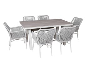 Milano Dining Table with 6 Monza Chairs Outdoor Set - Stone
