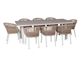 Milano Dining Table with 8 Milano Chairs Outdoor Set - Natural