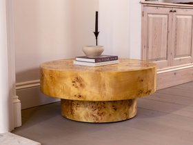 Casa Burl Wood Veneer Round Coffee Table