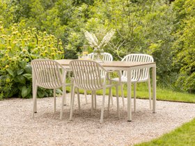 California Garden Outdoor Ochre Café Rectangle Table Set with California Chairs - Cream