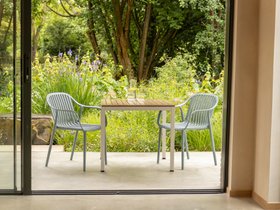 California Garden Outdoor Ochre Café Table Set with California Chair-Sage