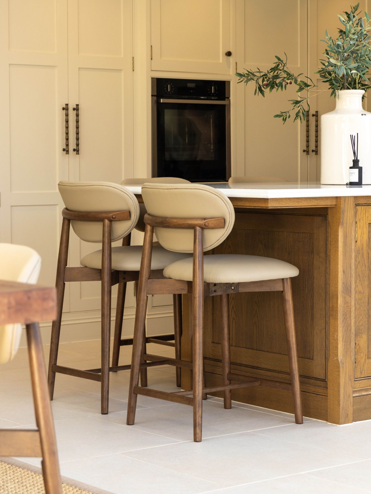 Florence Leather Counter Stool - Latte