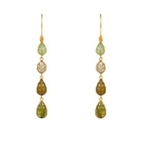 Carved Green Tourmaline Leaf Earrings