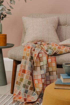 Bronte by Moon Ribbon Multicolour Beige Merino Wool Throw