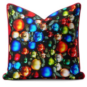 Multicoloured Christmas Baubles Cushion - Christmas Pillow