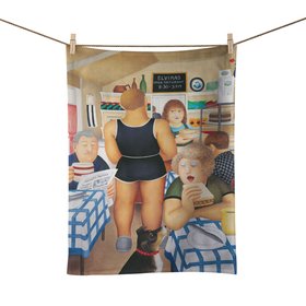 Elvira’s Café – Beryl Cook Tea Towel (Handmade in the UK)