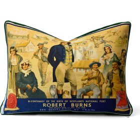 Robert Burns Bi-Centenary Vintage Railway Cushion - Burns Night Styling: Scottish Vintage Railway Cushion