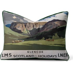 “Glencoe” Vintage Railway Cushion Burns Night Styling: Scottish Vintage Railway Cushion