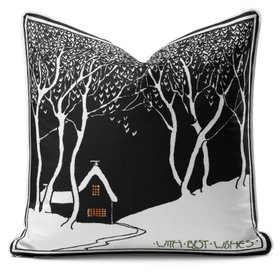 Art Winter Wishes Vintage Christmas Cushion