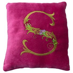 Personalised Pink Velvet Alphabet Embroidered Cushions