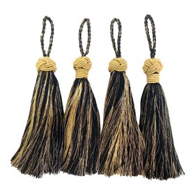 Gold Turban Top Tassels Gold Black Fringe