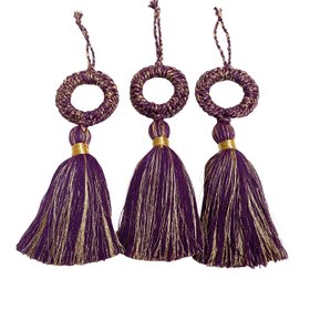 Circle Top Tassels Gold Purple
