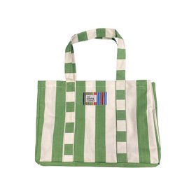Striped Beach Bag XL Green White Stripe Pole Vault Hires