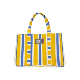 Striped Beach Bag Xl Yellow Blue White Stripe Wrestling Hires