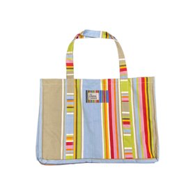 Striped Beach Bag Xl Light Blue Beige Stripe Cricket Blue