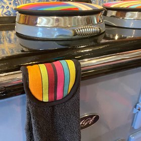 Aga Towels Black With Striped Top