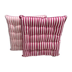 Seatpads Pink White Stripes x 2